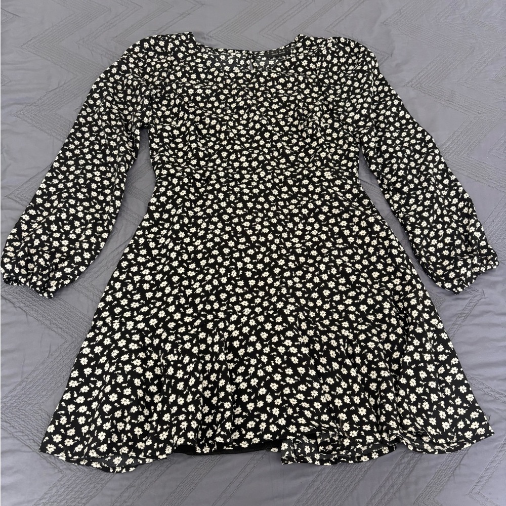 Floral Black and White Dress